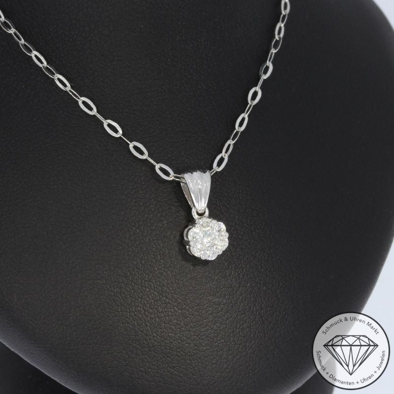 Wert 1190 € Brillant Anhänger (ca. 0,23 carat) mit Kette in 750er 18 K Weißgold - 94537