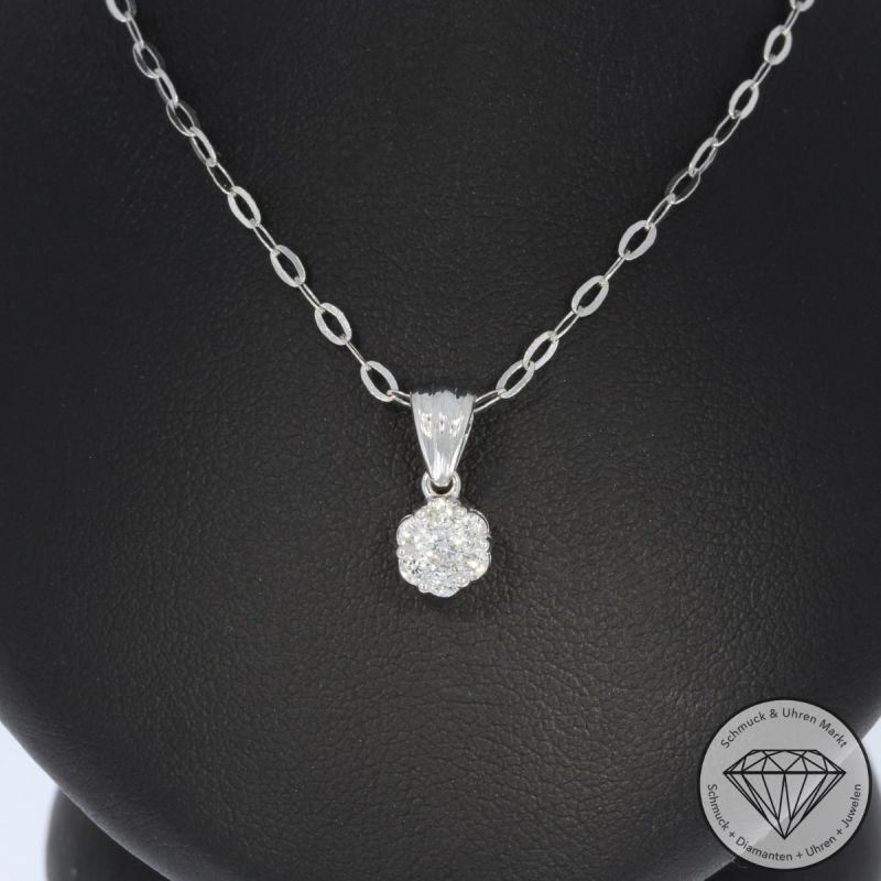 Wert 1190 € Brillant Anhänger (ca. 0,23 carat) mit Kette in 750er 18 K Weißgold - 94537