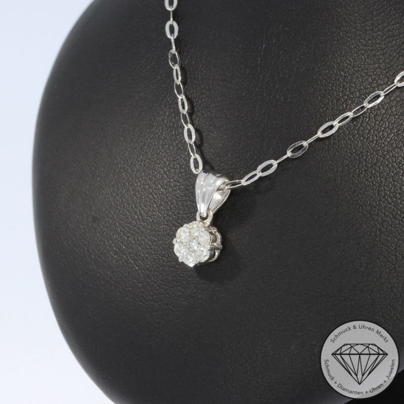 Wert 1190 € Brillant Anhänger (ca. 0,23 carat) mit Kette in 750er 18 K Weißgold - 94537