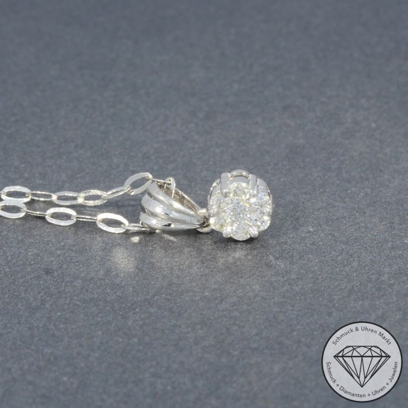 Wert 1190 € Brillant Anhänger (ca. 0,23 carat) mit Kette in 750er 18 K Weißgold - 94537
