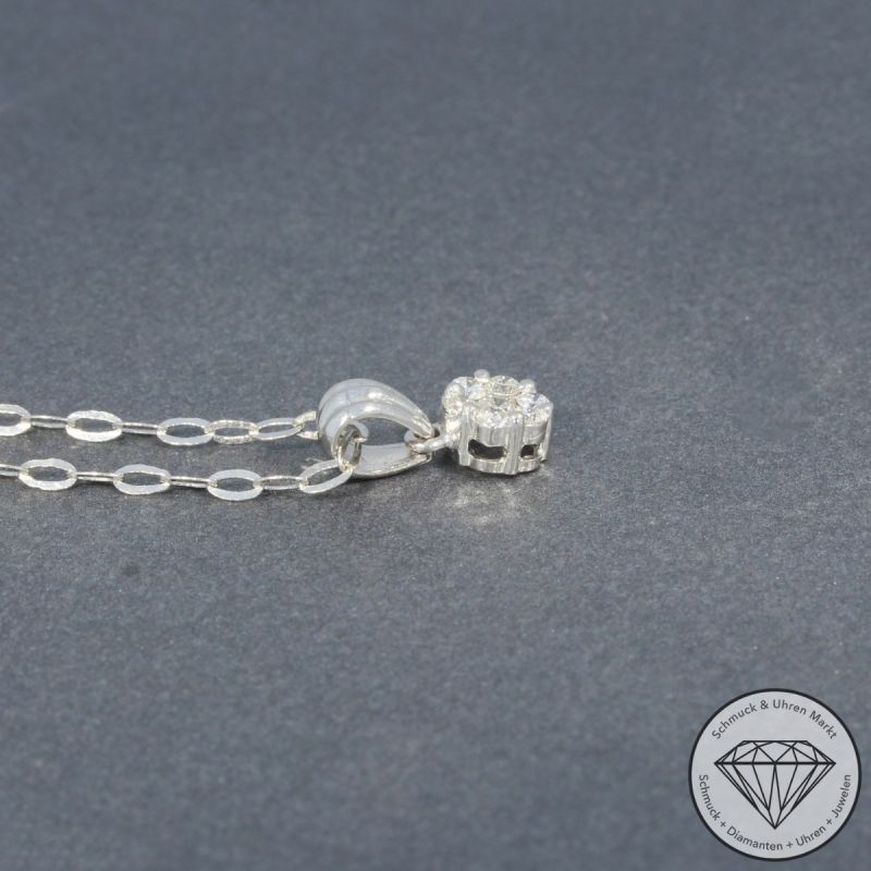 Wert 1190 € Brillant Anhänger (ca. 0,23 carat) mit Kette in 750er 18 K Weißgold - 94537