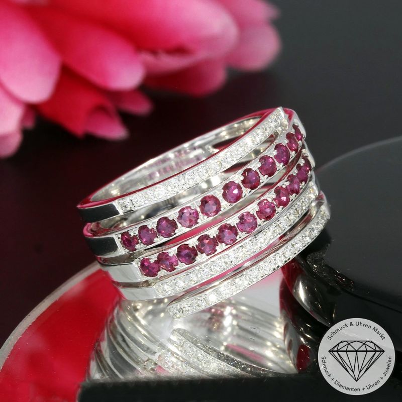 Wert 3900 € Brillant Rubin Ring in 750er 18 K Weißgold - 94637