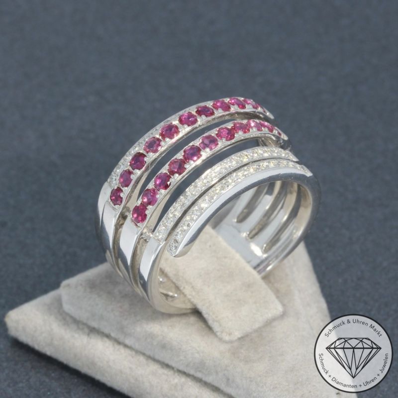 Wert 3900 € Brillant Rubin Ring in 750er 18 K Weißgold - 94637