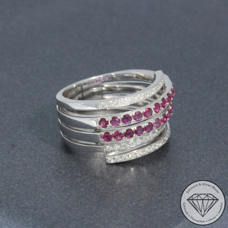 Wert 3900 € Brillant Rubin Ring in 750er 18 K Weißgold - 94637
