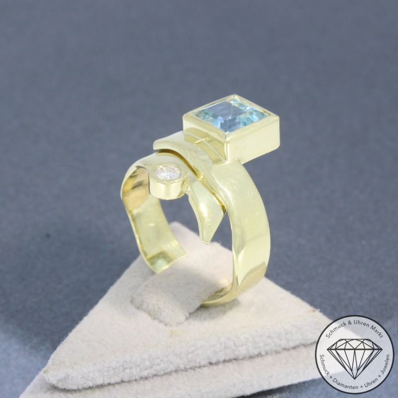 Wert 1490 € Brillant Topas Ring in 585er 14 K Gelbggold - 94655