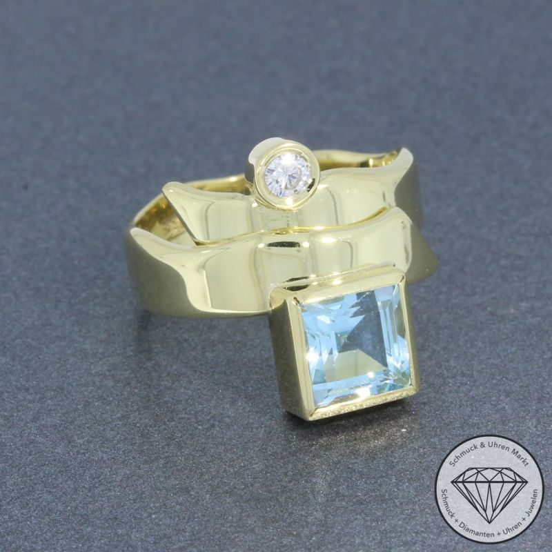Wert 1490 € Brillant Topas Ring in 585er 14 K Gelbggold - 94655