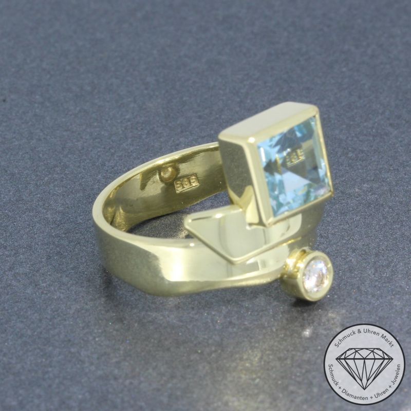Wert 1490 € Brillant Topas Ring in 585er 14 K Gelbggold - 94655