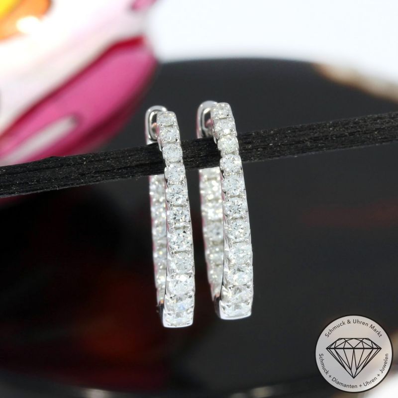 Wert 3280 € Brillant Creolen (0,76 carat) in 585er 14 K Weißgold - H635