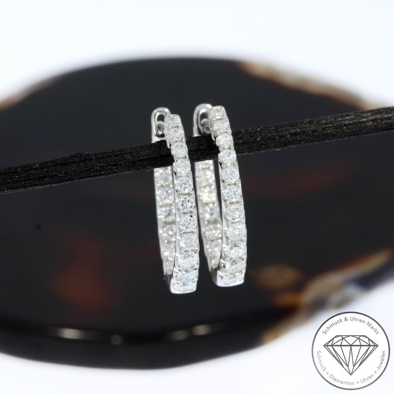 Wert 3280 € Brillant Creolen (0,76 carat) in 585er 14 K Weißgold - H635