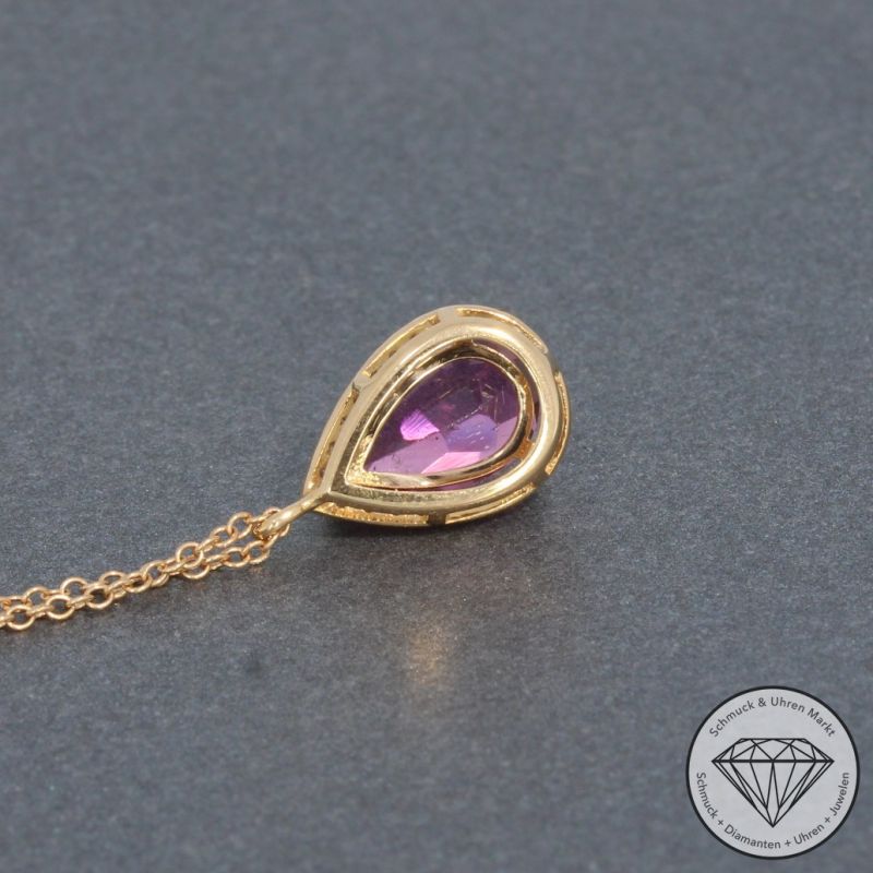 Sale! Wert 1790 € Brillant Turmalin Anhänger mit Kette in 750er 18 K Roségold - 94845