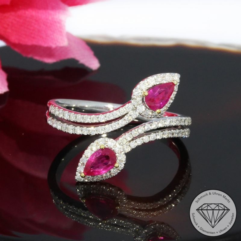 Sale! Wert 2820 € Brillant Rubin Ring in 750er 18 K Weißgold - H827
