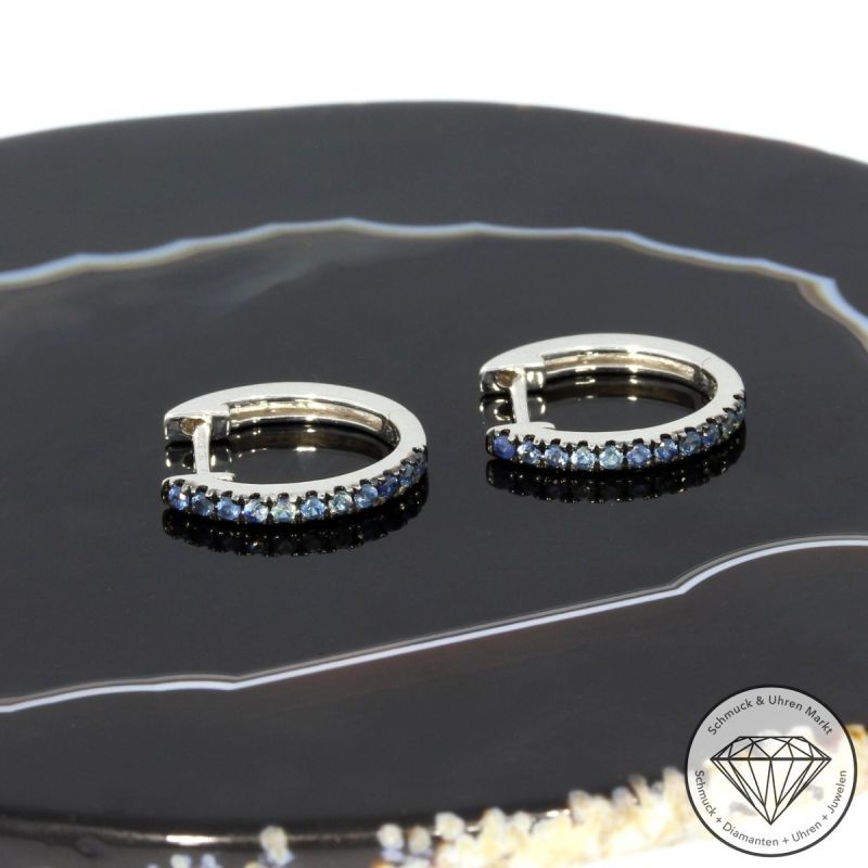 Wert 1190 € Saphir Creolen in 750er 18 K Weißgold - H746