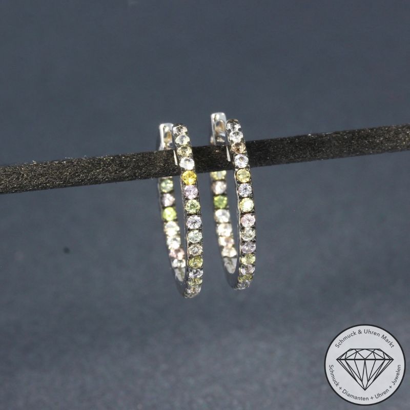 Sale! Wert 1330 € Saphir Creolen (0,60 carat) in 750er 18 K Weißgold - H743