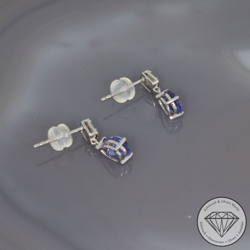 Sale! Wert 1350 € Diamant Tansanit Ohrstecker in 750er 18 K Weißgold - H655