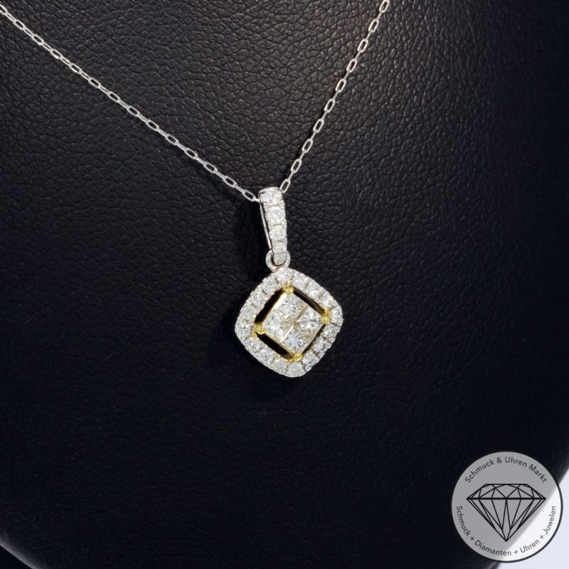 Sale! Wert 1570 € Brillant Diamant Anhänger mit Kette in 900er Platin - 94866
