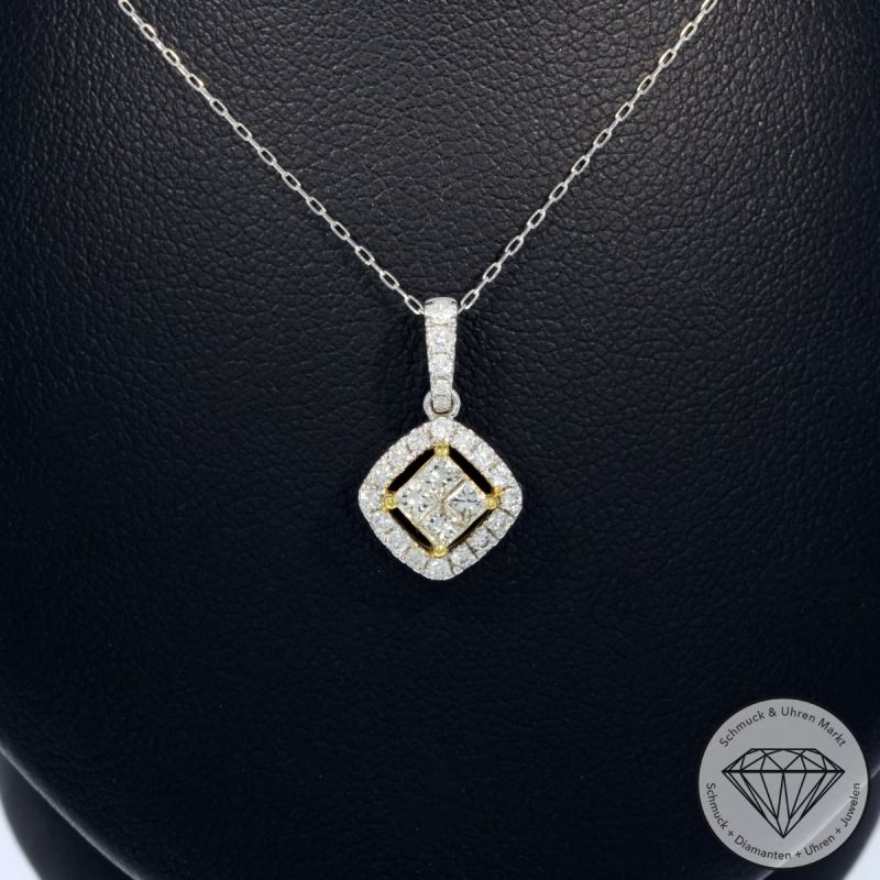 Sale! Wert 1570 € Brillant Diamant Anhänger mit Kette in 900er Platin - 94866
