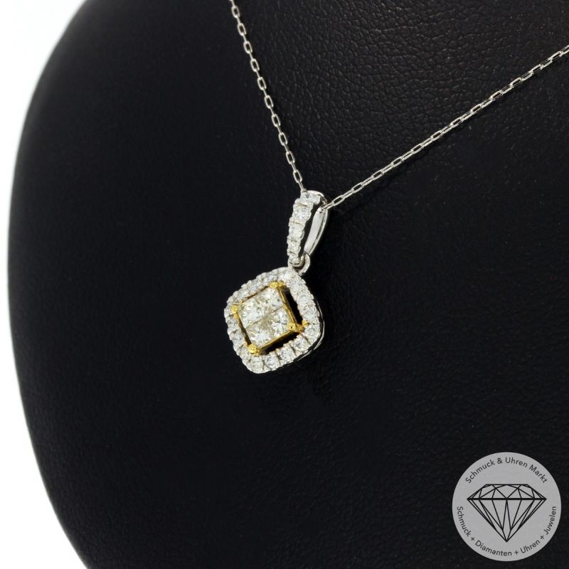 Sale! Wert 1570 € Brillant Diamant Anhänger mit Kette in 900er Platin - 94866