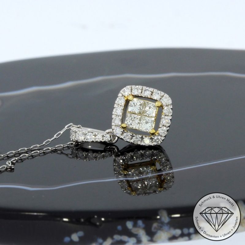 Sale! Wert 1570 € Brillant Diamant Anhänger mit Kette in 900er Platin - 94866