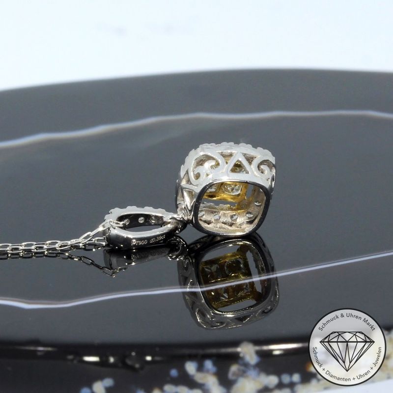 Sale! Wert 1570 € Brillant Diamant Anhänger mit Kette in 900er Platin - 94866