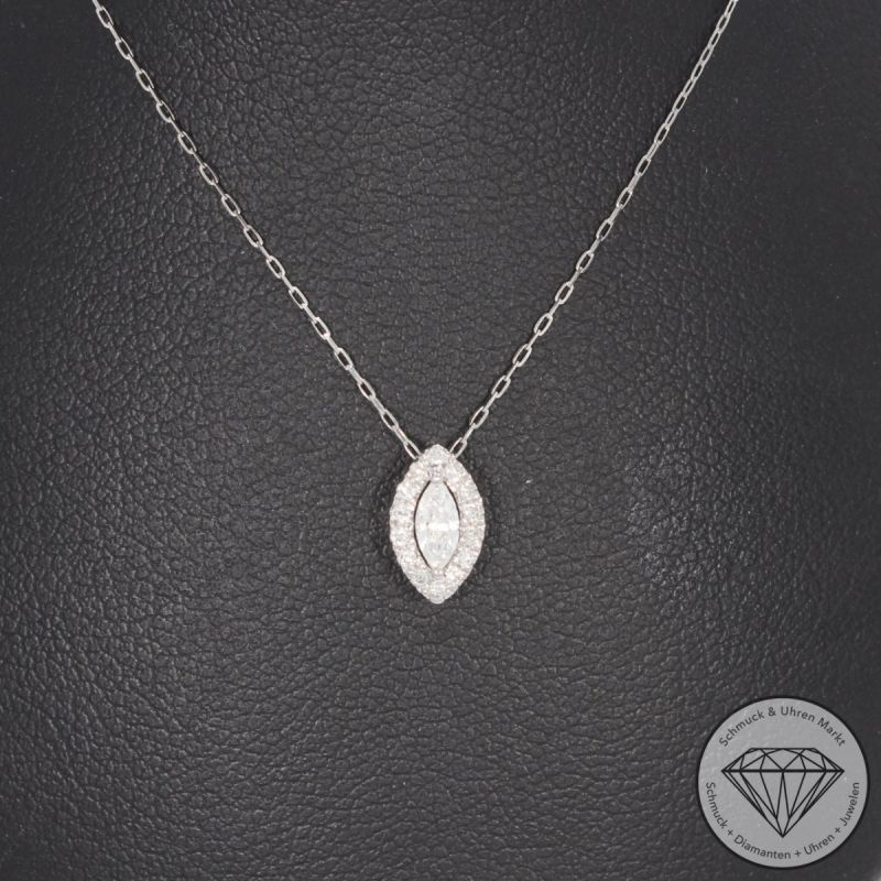 Wert 990 € Brillant Diamant Anhänger & Kette in 750er 18 K Weißgold & 900er Platin - H651
