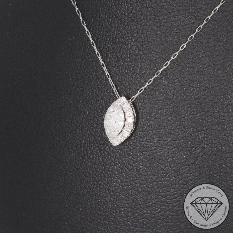 Wert 990 € Brillant Diamant Anhänger & Kette in 750er 18 K Weißgold & 900er Platin - H651