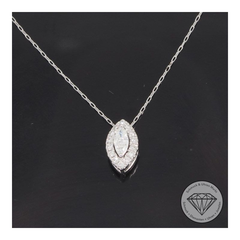 Wert 990 € Brillant Diamant Anhänger & Kette in 750er 18 K Weißgold & 900er Platin - H651