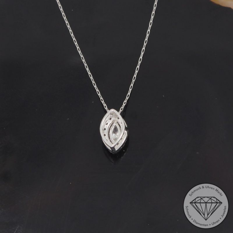 Wert 990 € Brillant Diamant Anhänger & Kette in 750er 18 K Weißgold & 900er Platin - H651