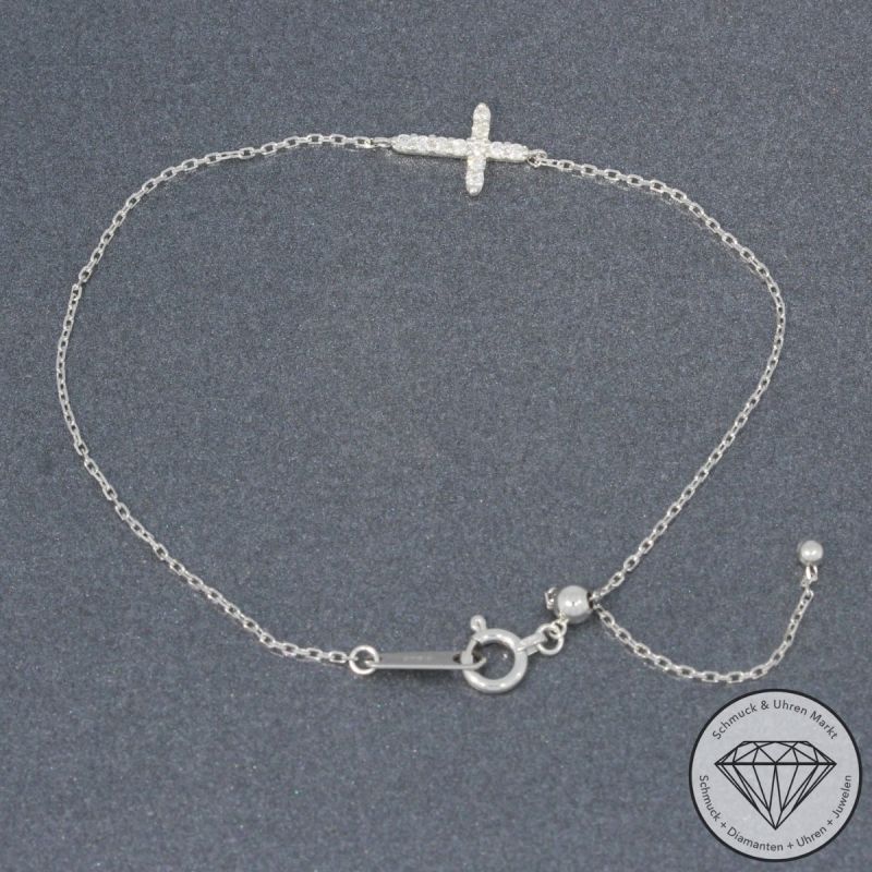 Sale! Wert 1210 € Brillant Armband Kreuz (0,10 carat) in 750er 18 K Weißgold - H833