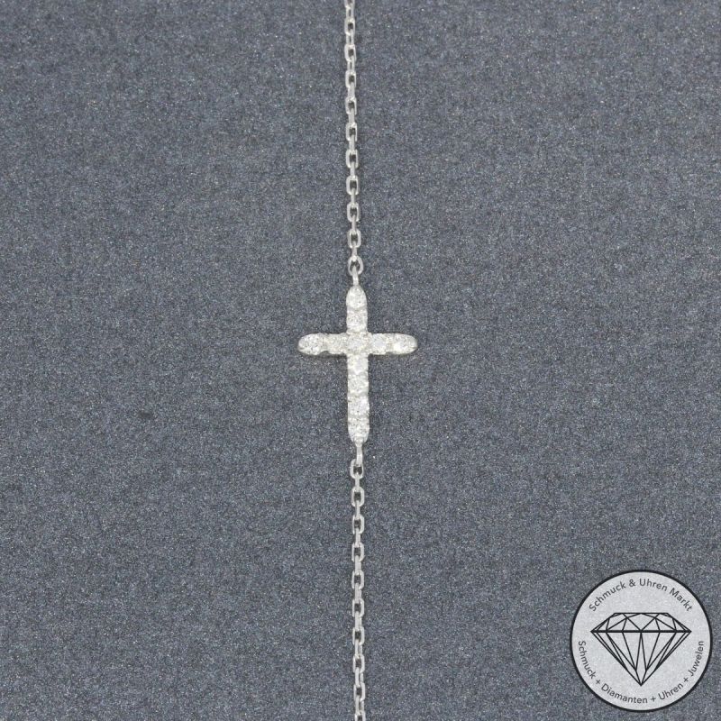 Sale! Wert 1210 € Brillant Armband Kreuz (0,10 carat) in 750er 18 K Weißgold - H833
