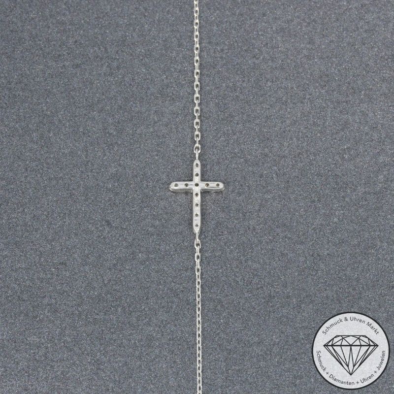 Sale! Wert 1210 € Brillant Armband Kreuz (0,10 carat) in 750er 18 K Weißgold - H833
