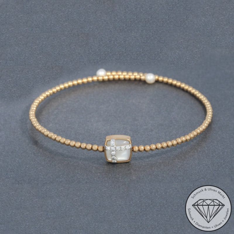 Wert 1800 € Brillant Perlmutt Perl Armreif in 750er 18 K Roségold - 94876
