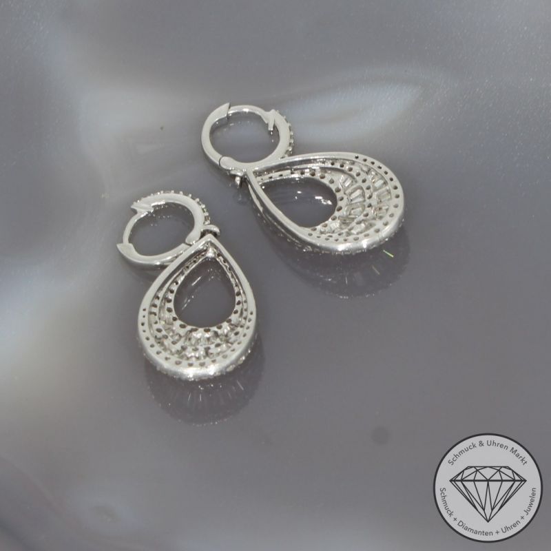 Wert 6140 € Brillant Diamant Creolen mit Anhängern in 585er 14 K Weißgold - H1839