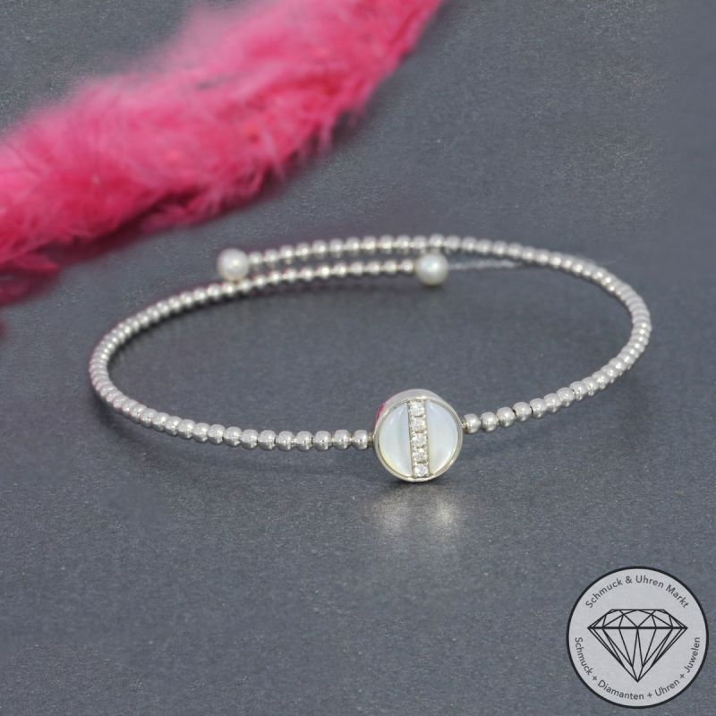 Wert 1710 € Brillant Perl Armreif in 750er 18 K Weißgold - 94899