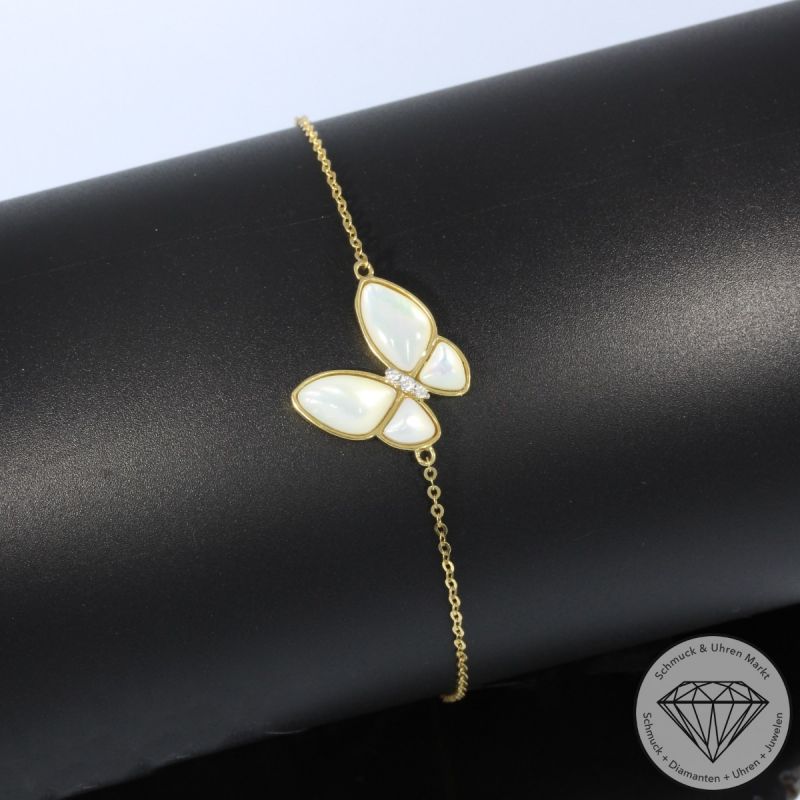 Wert 1450 € Brillant Perlmutt Armband in 750er 18 K Gelbgold - 94902