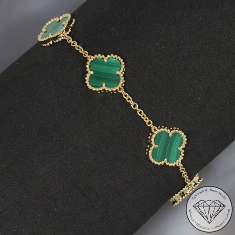 Wert 3390 € Malachit Armband in 585er 14 K Gelbgold - H1044