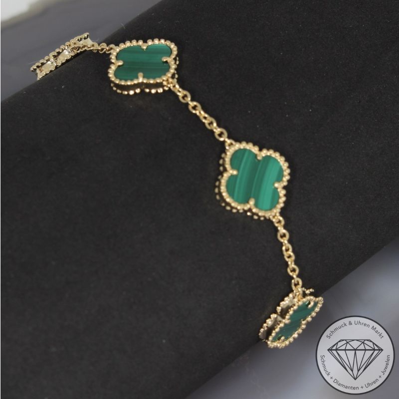 Wert 3390 € Malachit Armband in 585er 14 K Gelbgold - H1044