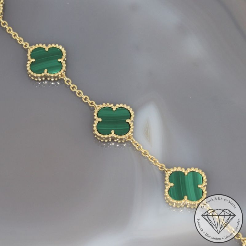 Wert 3390 € Malachit Armband in 585er 14 K Gelbgold - H1044