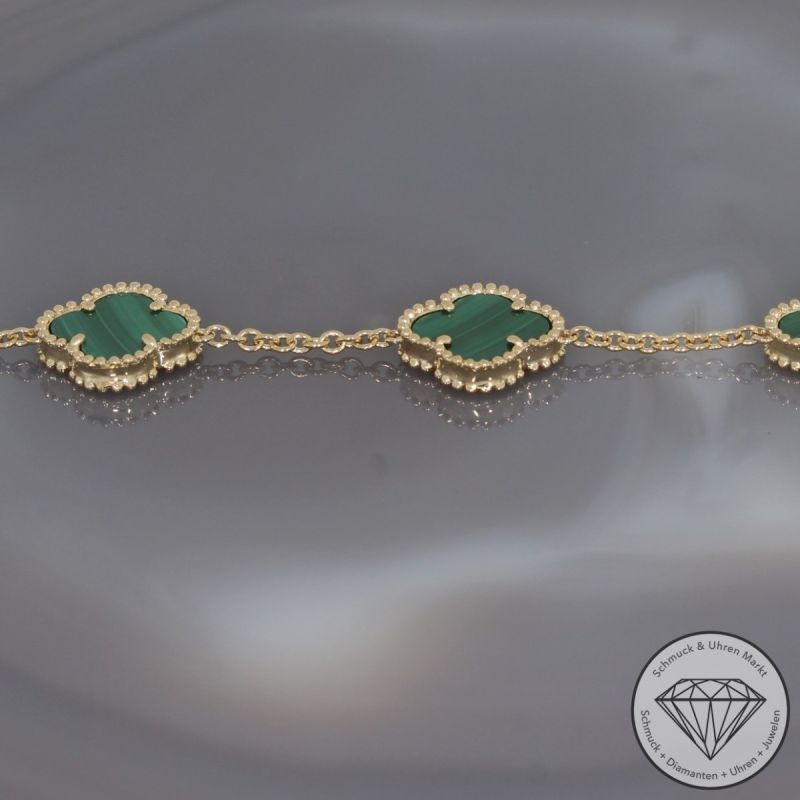 Wert 3390 € Malachit Armband in 585er 14 K Gelbgold - H1044