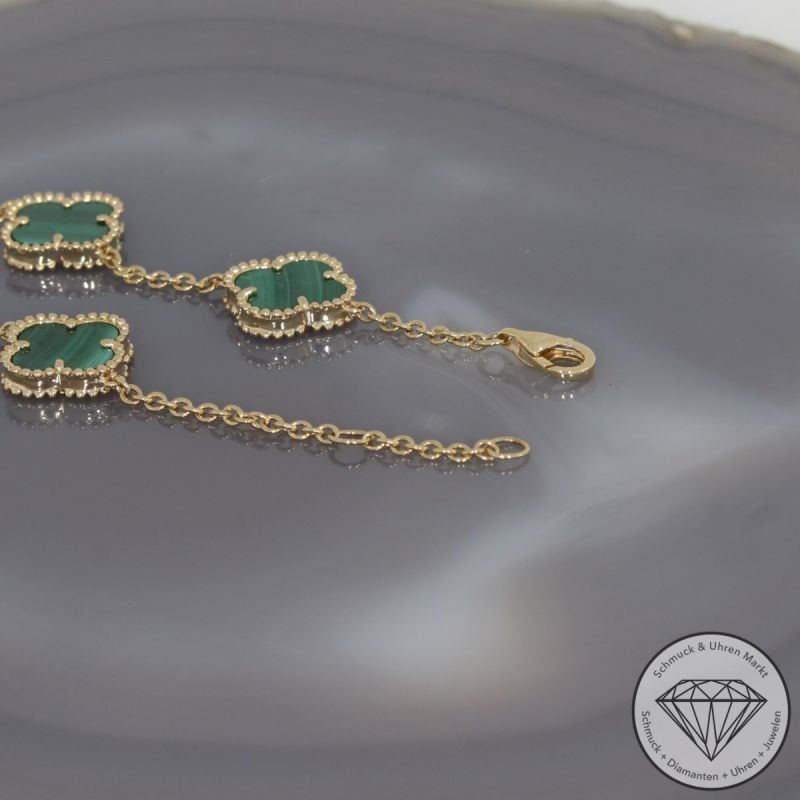 Wert 3390 € Malachit Armband in 585er 14 K Gelbgold - H1044