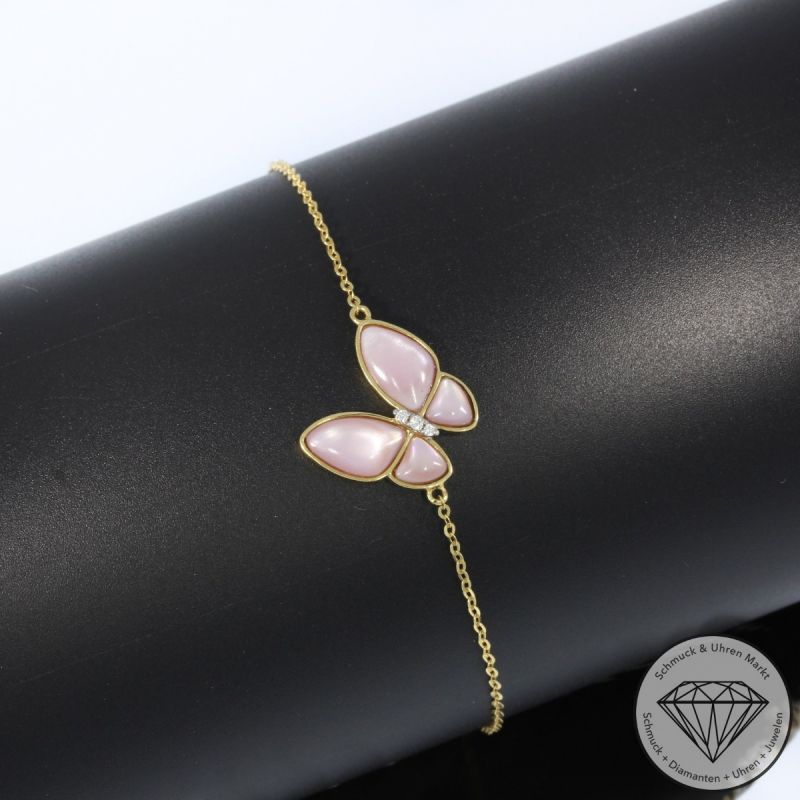Wert 1450 € Brillant Perlmutt Armband in 750er 18 K Gelbgold - 94914