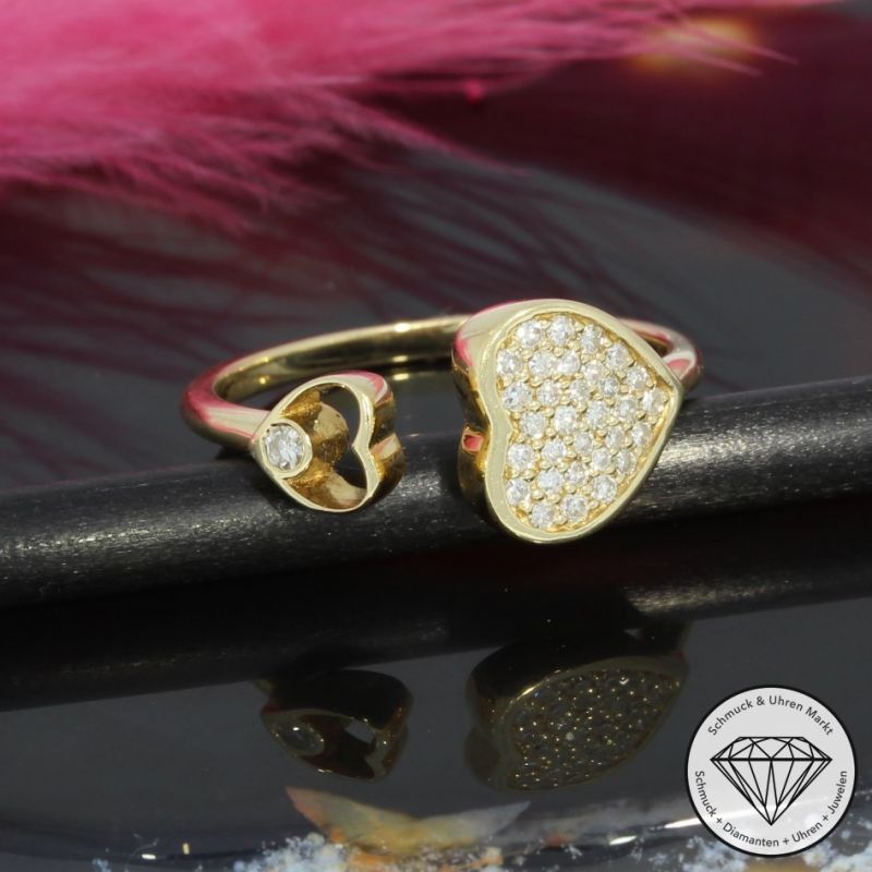 Wert 1490 € Brillant Ring Herz (0,19 carat) in 585er 14 K Gelbgold - 94925