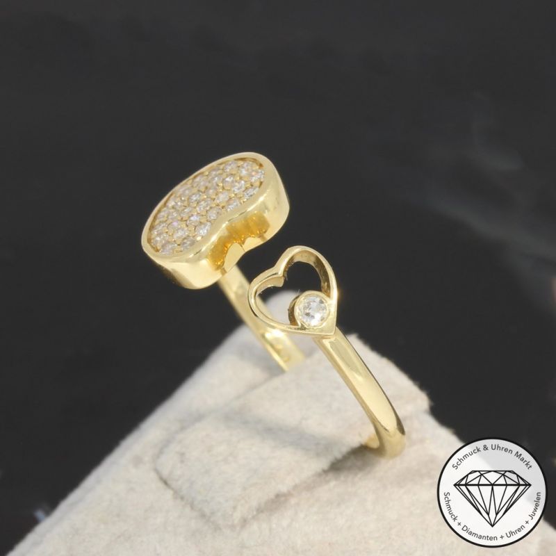 Wert 1490 € Brillant Ring Herz (0,19 carat) in 585er 14 K Gelbgold - 94925