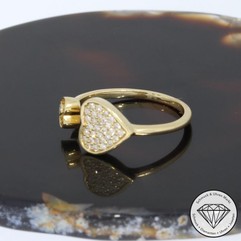 Wert 1490 € Brillant Ring Herz (0,19 carat) in 585er 14 K Gelbgold - 94925