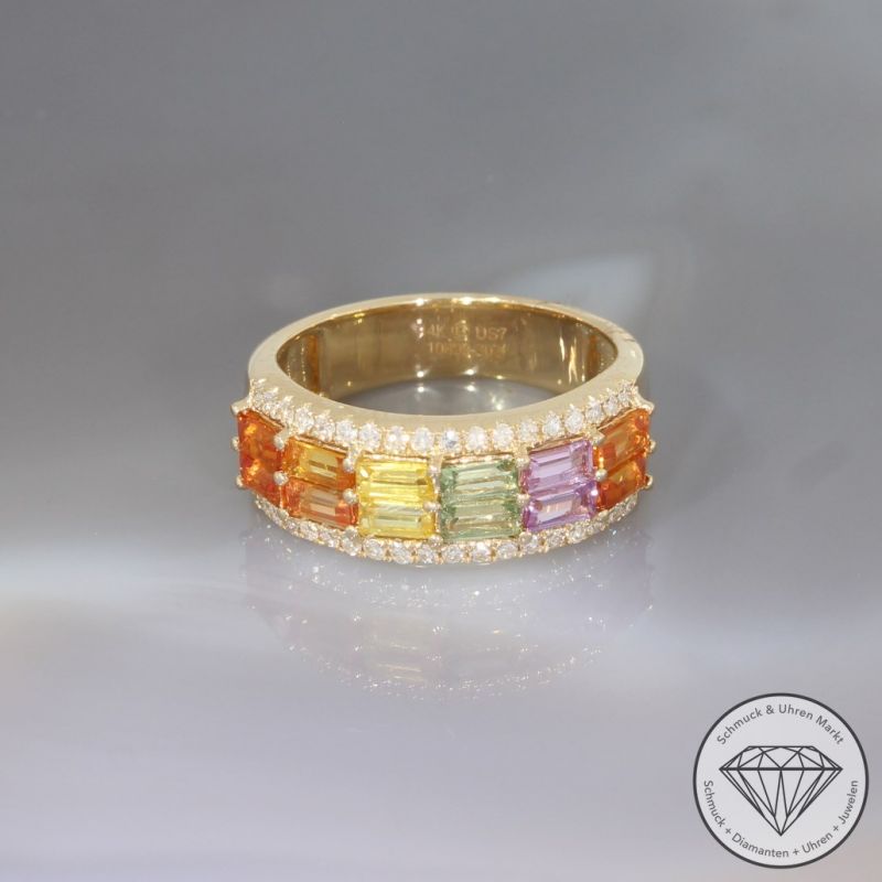 Wert 3450 € Diamant Saphir Ring in 585er 14 K Gelbgold - 94934