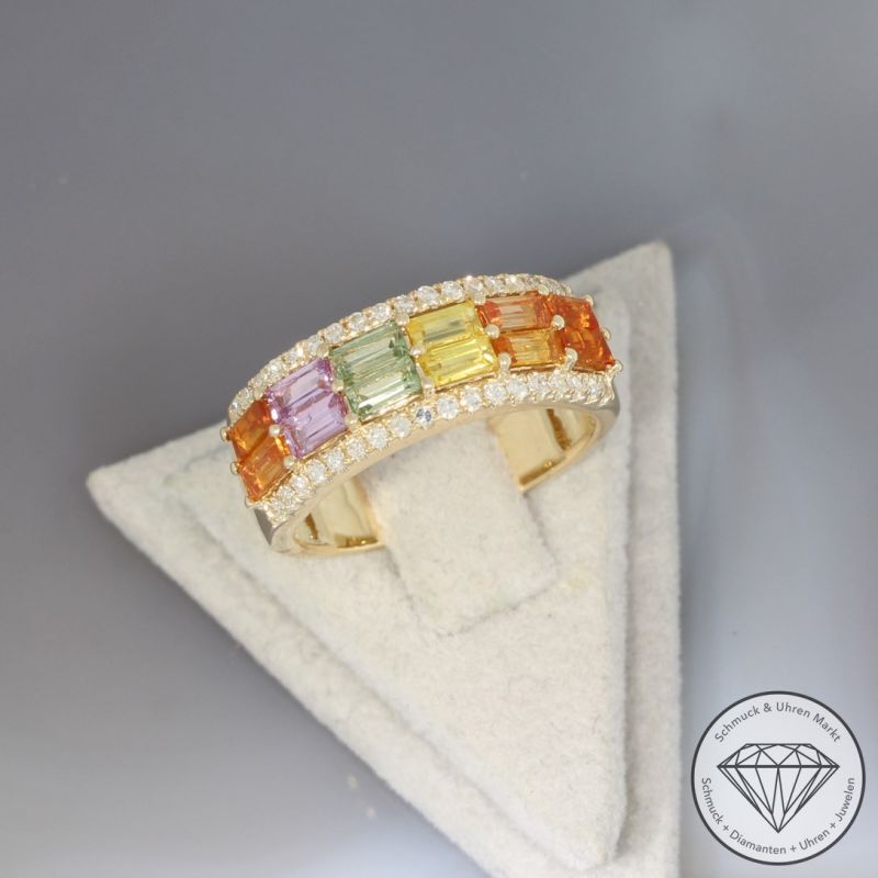 Wert 3450 € Diamant Saphir Ring in 585er 14 K Gelbgold - 94934