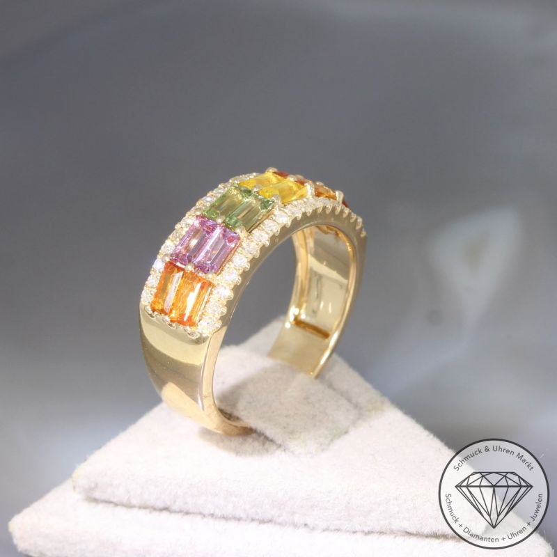Wert 3450 € Diamant Saphir Ring in 585er 14 K Gelbgold - 94934