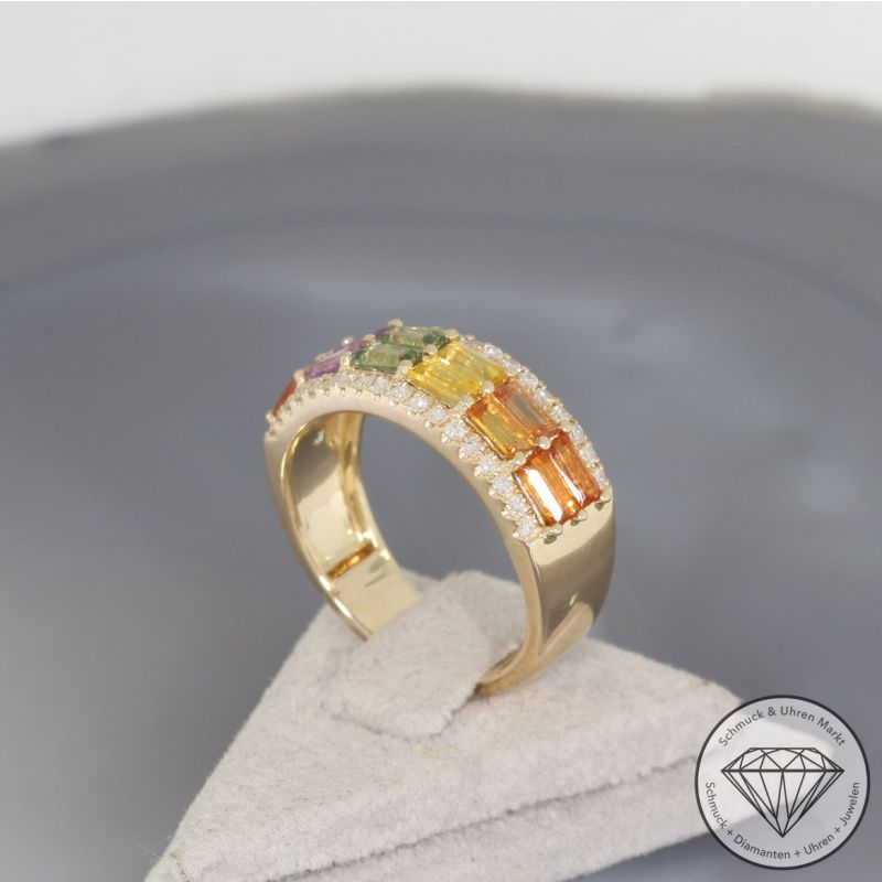 Wert 3450 € Diamant Saphir Ring in 585er 14 K Gelbgold - 94934