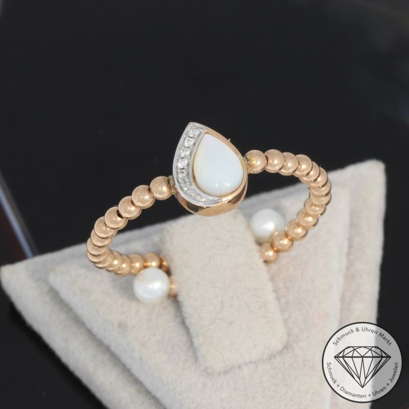 Wert 890 € Brillant Perlmutt Perl Ring in 750er 18 K Rosegold - 94935