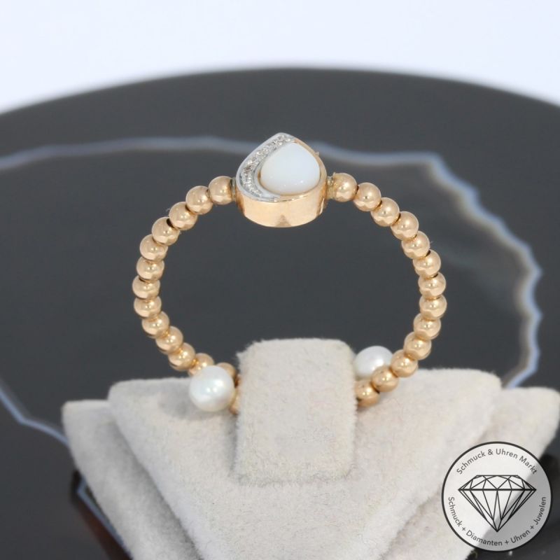 Wert 890 € Brillant Perlmutt Perl Ring in 750er 18 K Rosegold - 94935