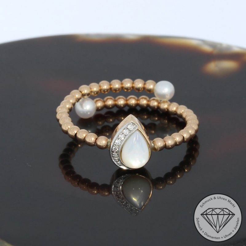 Wert 890 € Brillant Perlmutt Perl Ring in 750er 18 K Rosegold - 94935